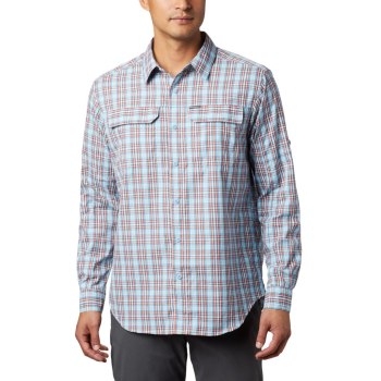 Columbia Silver Ridge 2.0 Plaid Long Sleeve, Camisa Azules Para Hombre | 084621-ZCI